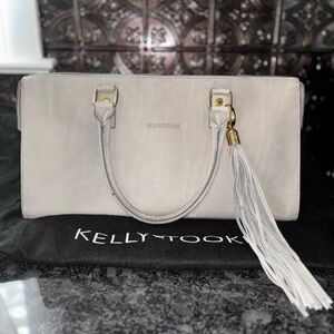 Kelly-Tooke Soho Suede Leather Barrel Tassel Satchel Bag